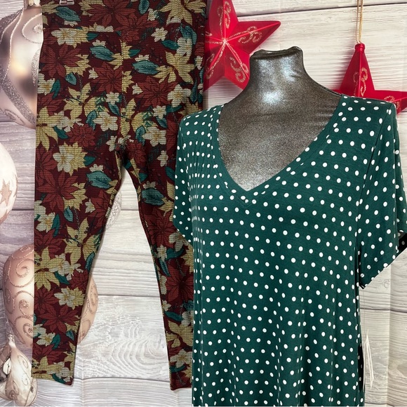 LuLaRoe XL/1X Christy top with TC2 Christmas leggings - Picture 4 of 14
